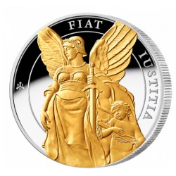 ST HELENA 1 oz silver The QUEEN'S VIRTUES JUSTICE 2022 £1 Gilded proof FIAT IUSTICIA