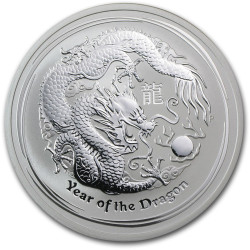 2 oz silver LUNAR DRAGON 2012 $2 bu