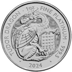 1 oz PLATINUM Tudor Beast WELSH DRAGON $100 BU