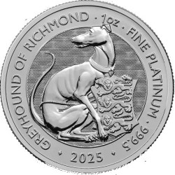 1 oz PLATINUM Tudor Beast The GREYHOUND OF RICHMOND 2025 $100 BU